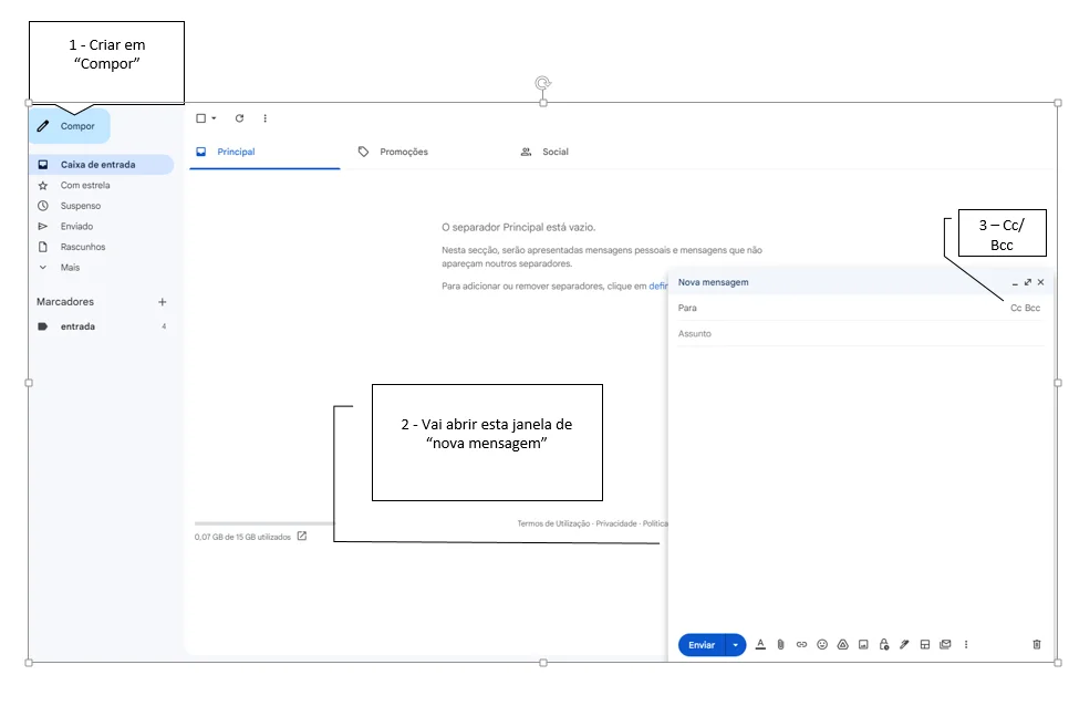 Passo-a-passo para envio de email no Gmail