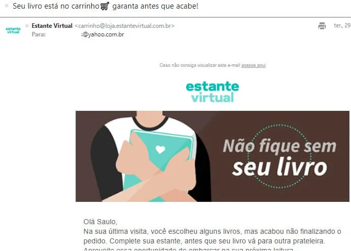e-mail de carrinho abandonado