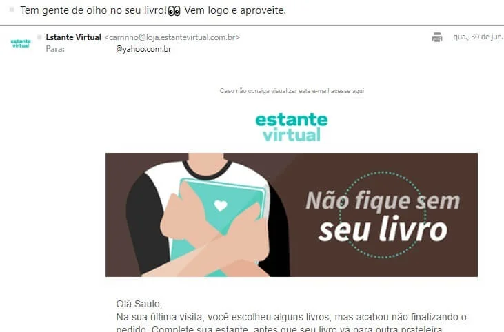 e-mail marketing de carrinho abandonado