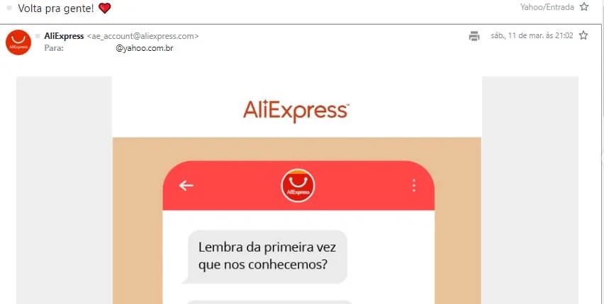 email descontraído com exclamação