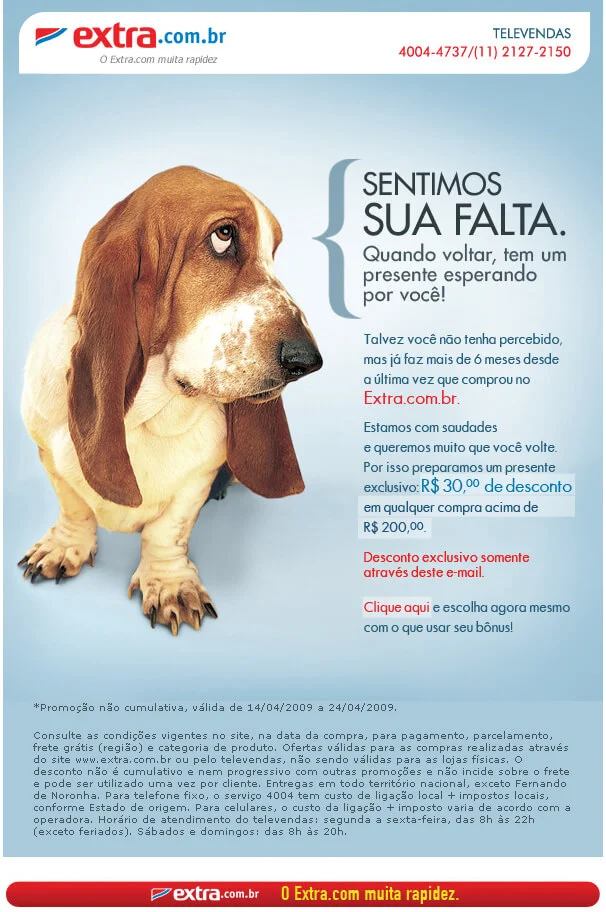 Email Extra - Cliente inativo