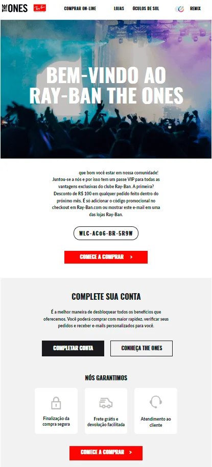 Email The Ones - Email para agradecer subscrição