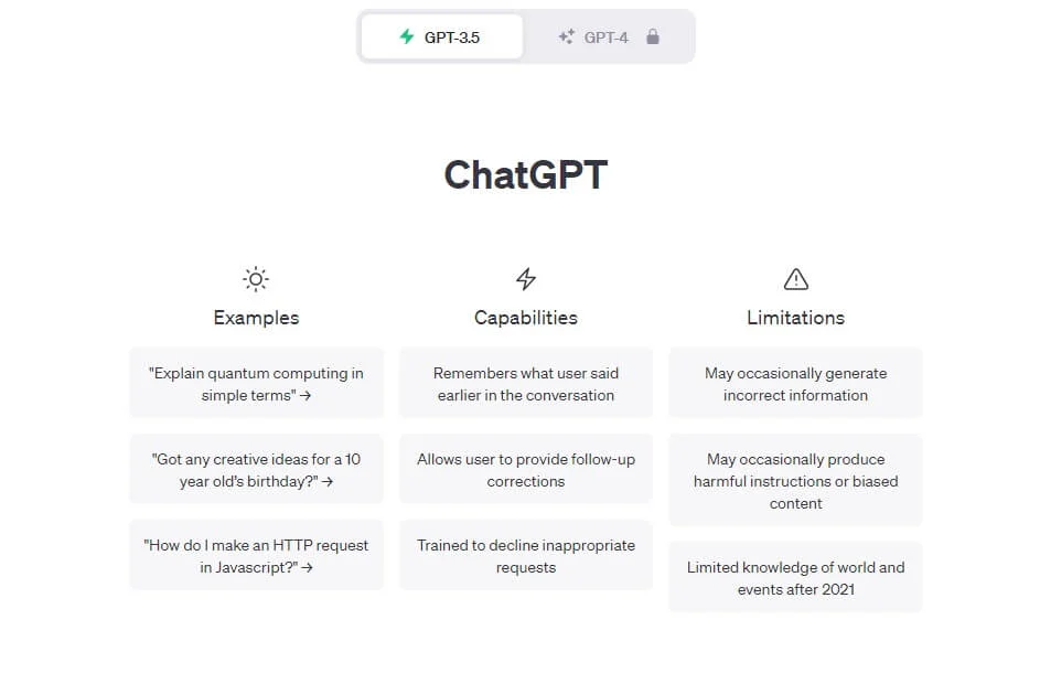 captura da página inicial do ChatGPT