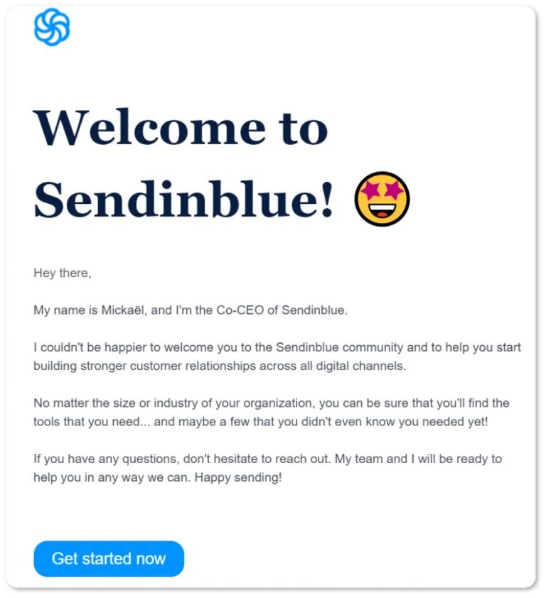 Screenshot de um e-mail da Sendiblue.