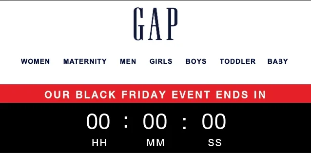 Screenshot de um e-mail enviado pela GAP.