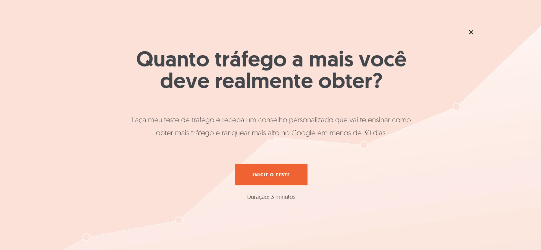 Squeeze page oferecendo um teste de tráfego