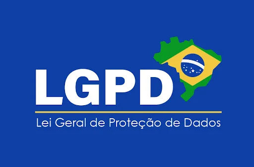 Um fundo azul com a sigla LGPD e o mapa do Brasil.