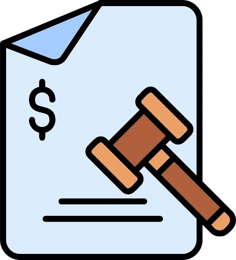 Desenho de um papel com uma multa.