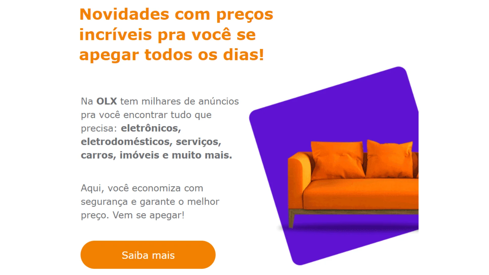 Print de um e-mail da OLX onde algumas palavras estão destacadas em negrito.