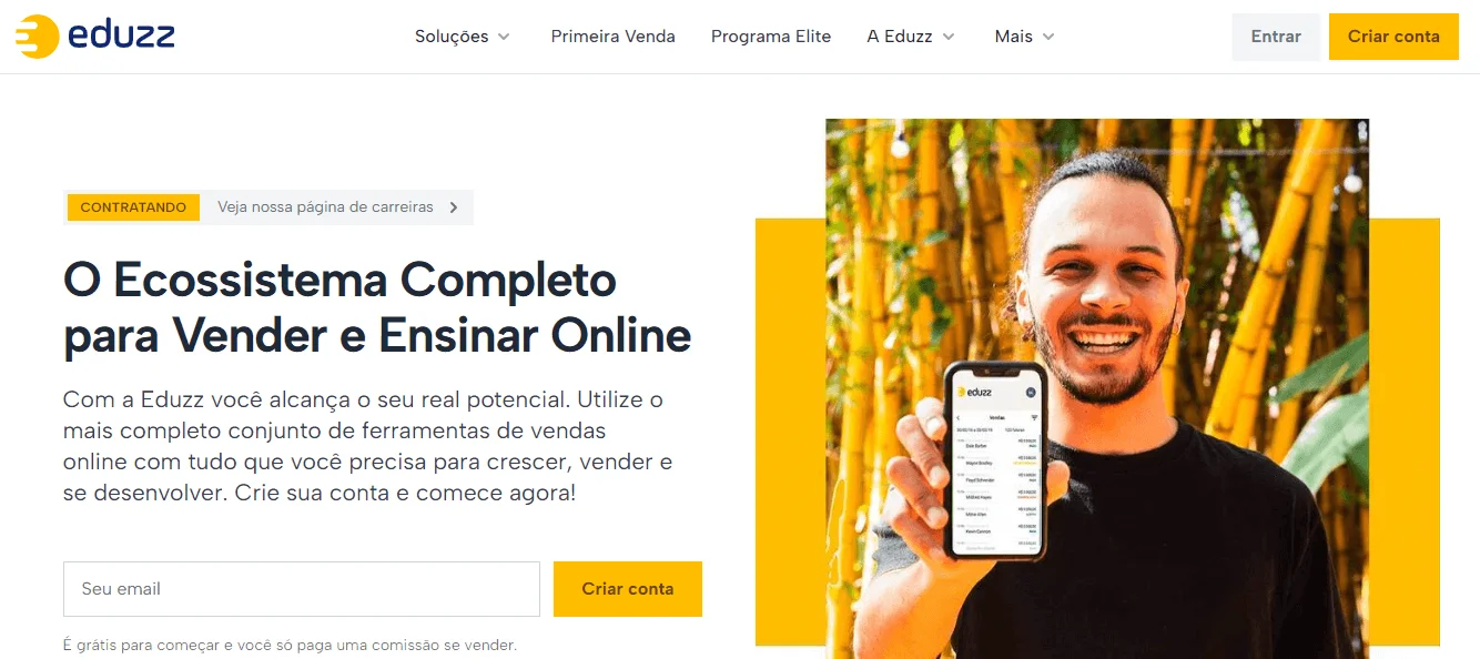 Tela inicial do programa de afiliados da Eduzz