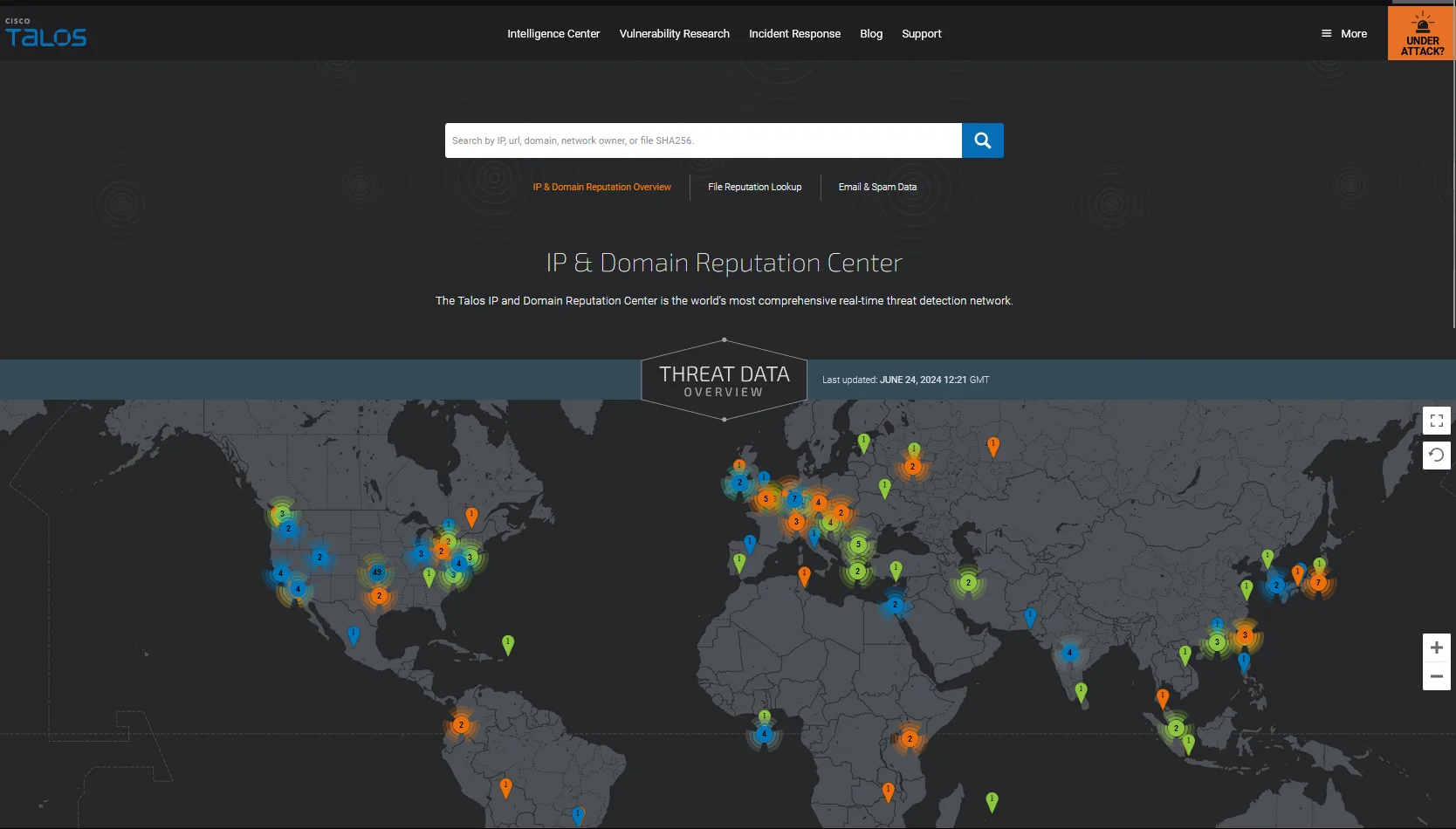 Screenshot do site Talos Intelligence