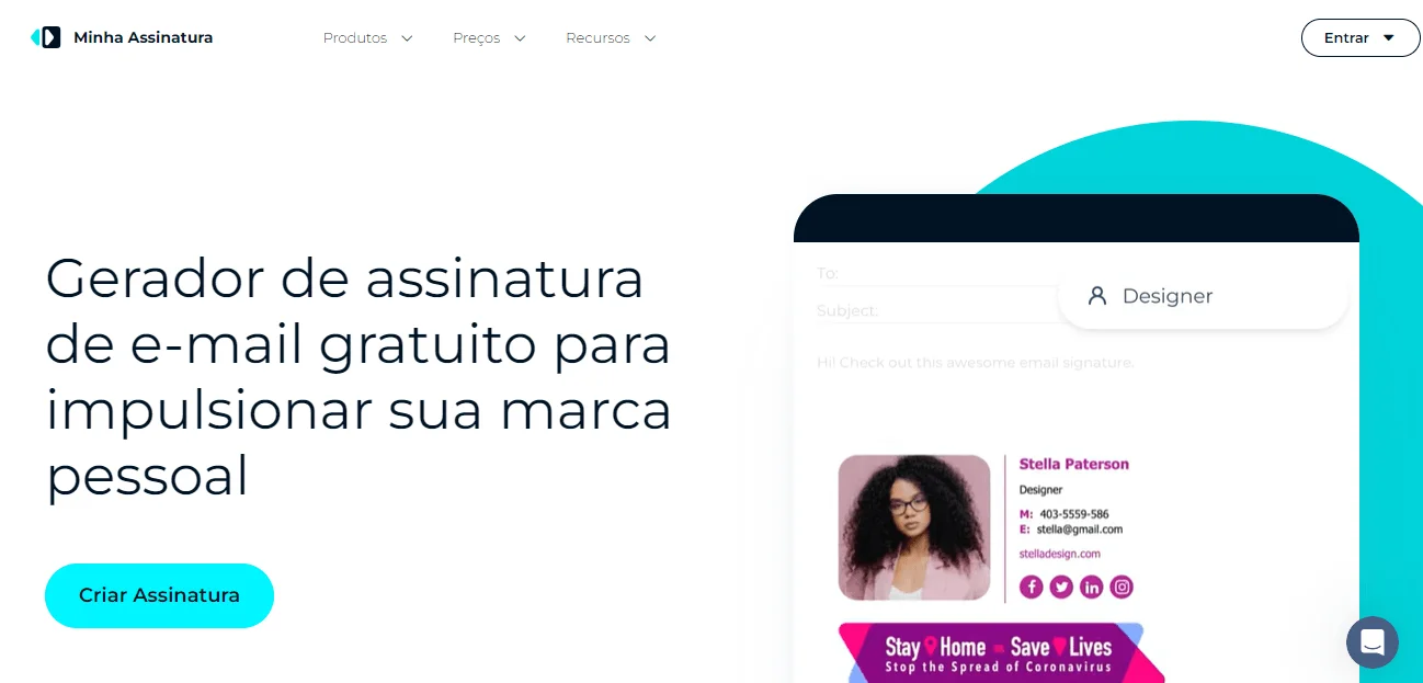 Tela inicial do site da MySignature