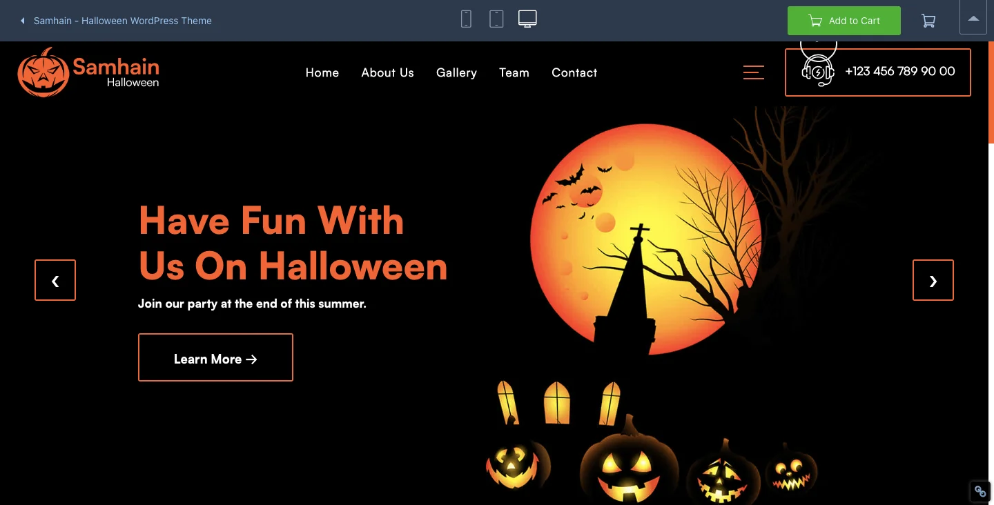 Exemplo de site temático para o Halloween