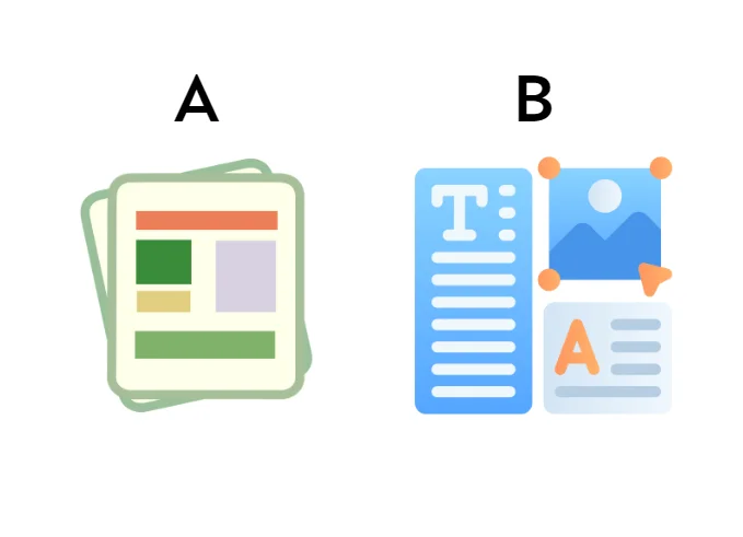 Uma imagem demonstrando versões diferentes de um mesmo projeto, com alterações no design.