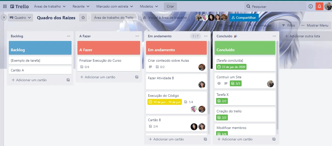 Print de exemplo do Trello