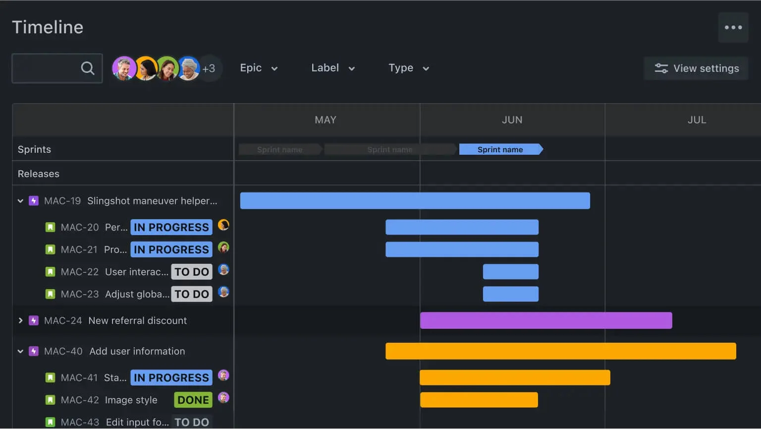 Tela do Jira com múltiplas tarefas e o status de cada uma.