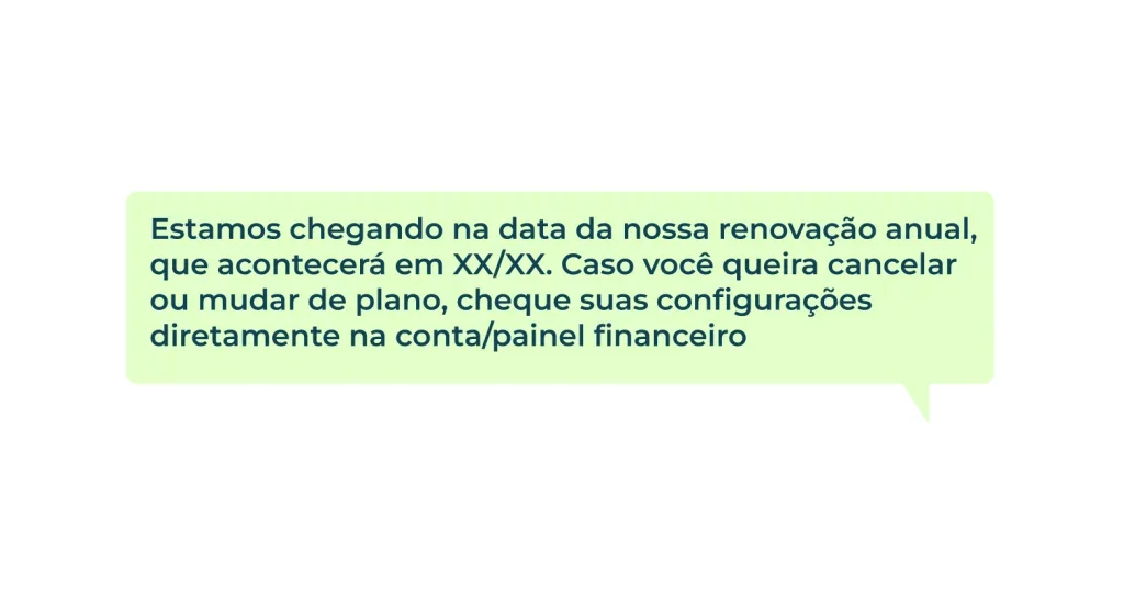 Exemplo de campanha de renovação via sms, informando a data limite do contrato.