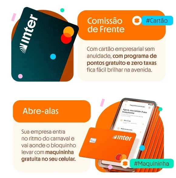 Captura da campanha do banco Inter, que traz referências culturais, como “Comissão de frente” e “Abre-alas”.