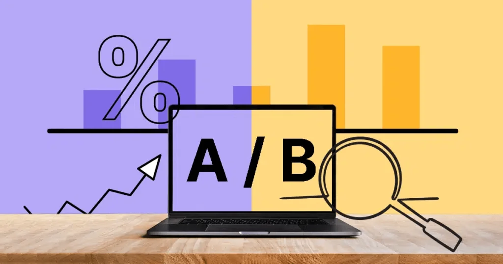 Imagem mostra uma tela de computador, com elementos que remetem à análise de desempenho de testes A/B.