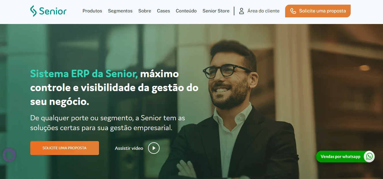 Tela inicial da Senior ERP