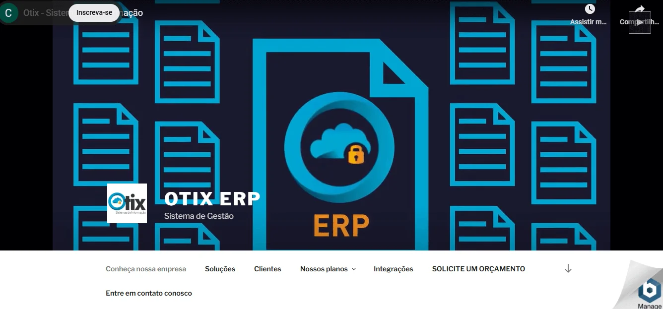 Tela inicial da OTIX ERP