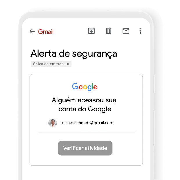 Um print de um e-mail do Google com mensagem de segurança que alguém acessou a conta