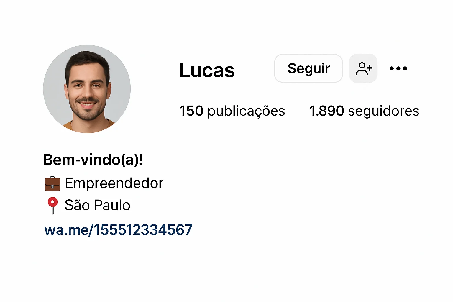Exemplo de link do WhatsApp na bio do instagram