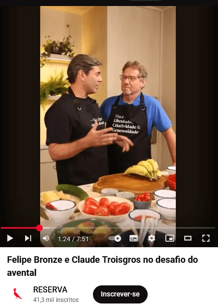 Screenshot de vídeo no Youtube sobre “desafio do avental”.