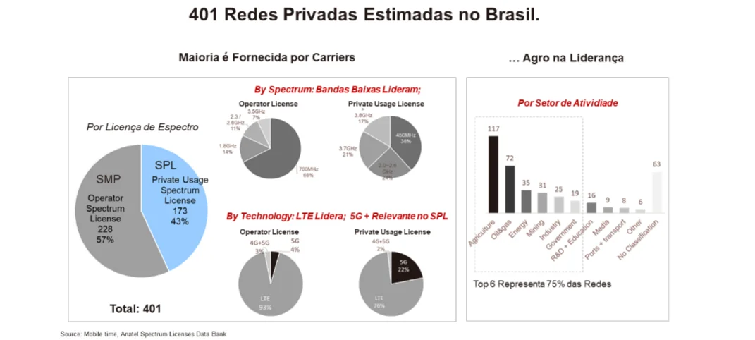 Infográfico de redes privadas estimadas no Brasil.