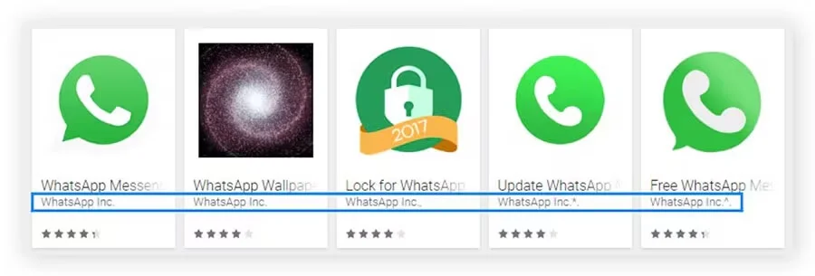 Um carrossel de aplicativos que imitam o WhatsApp.