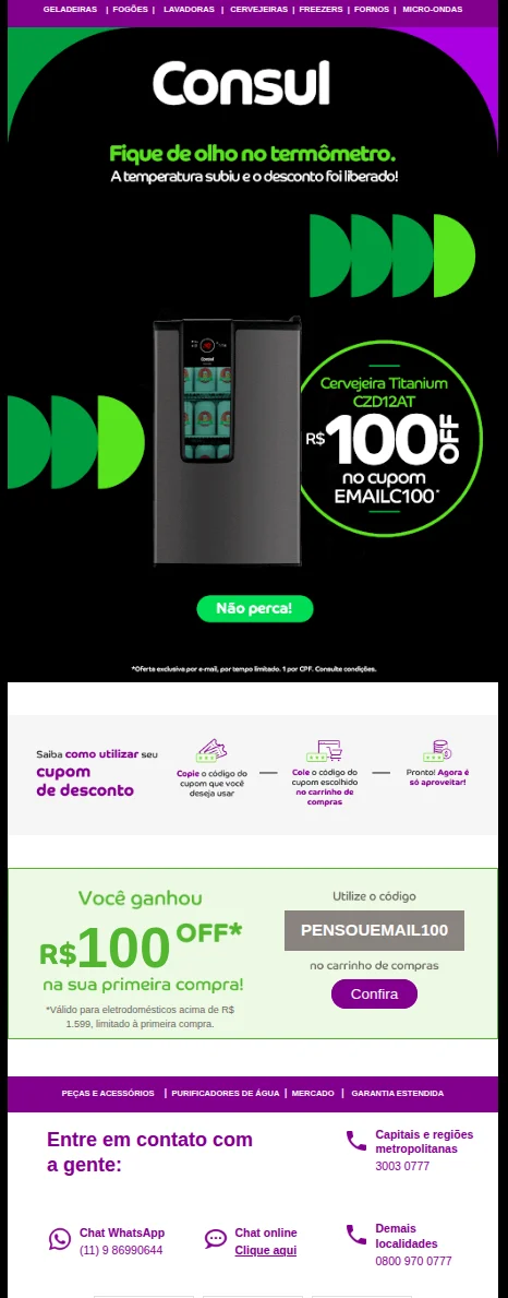Campanha da Consul: “A temperatura subiu e o desconto foi liberado”