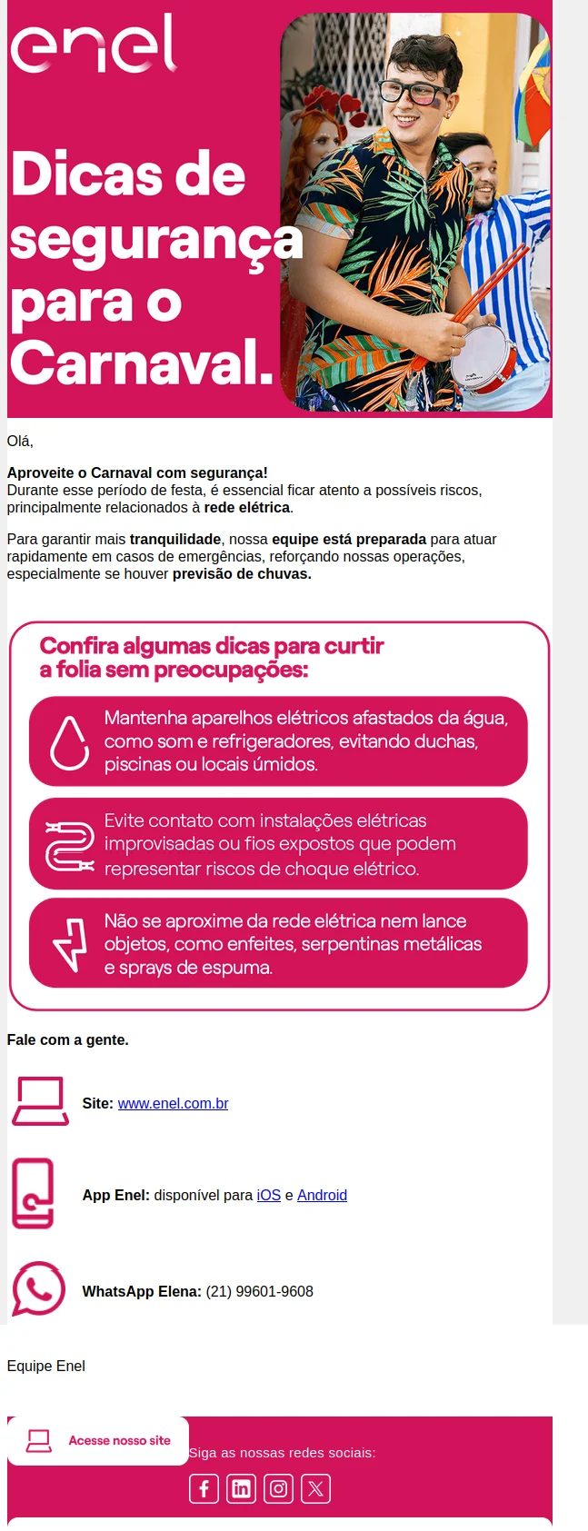 Campanha da Enel: Dicas para curtir a folia sem preocupações