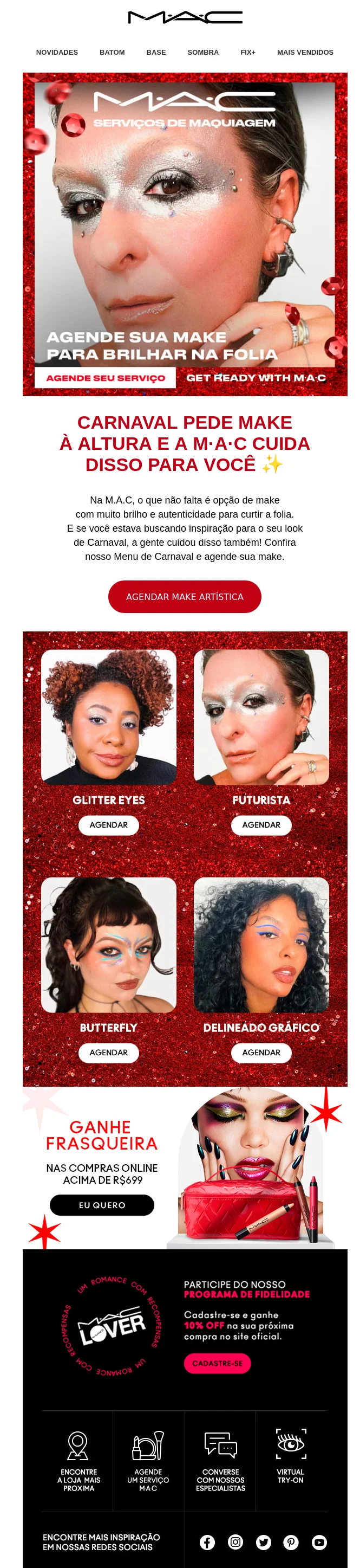 Campanha da MAC Cosméticos: agende sua make para brilhar na folia.