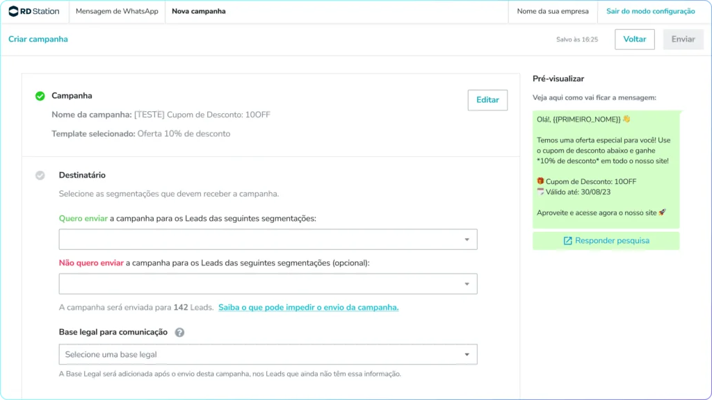 Recursos de WhatsApp no RD Station Marketing