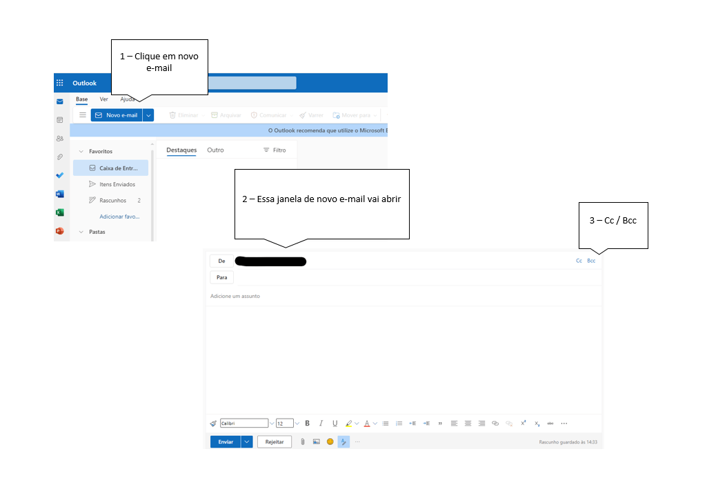 Passo-a-passo para envio de email no Outlook