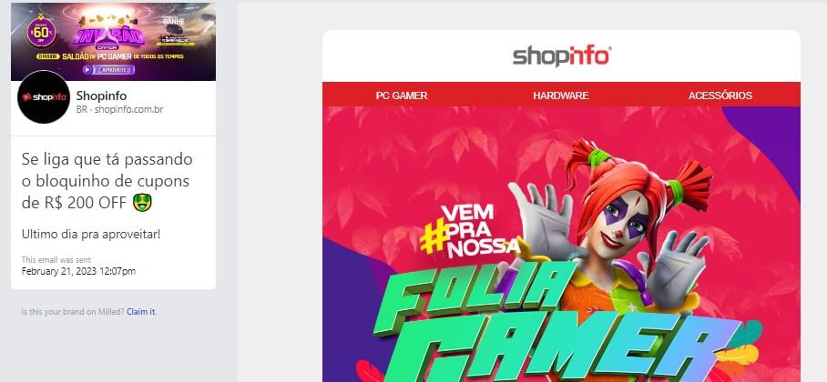 assunto de email de carnaval com promoção de 200 reais