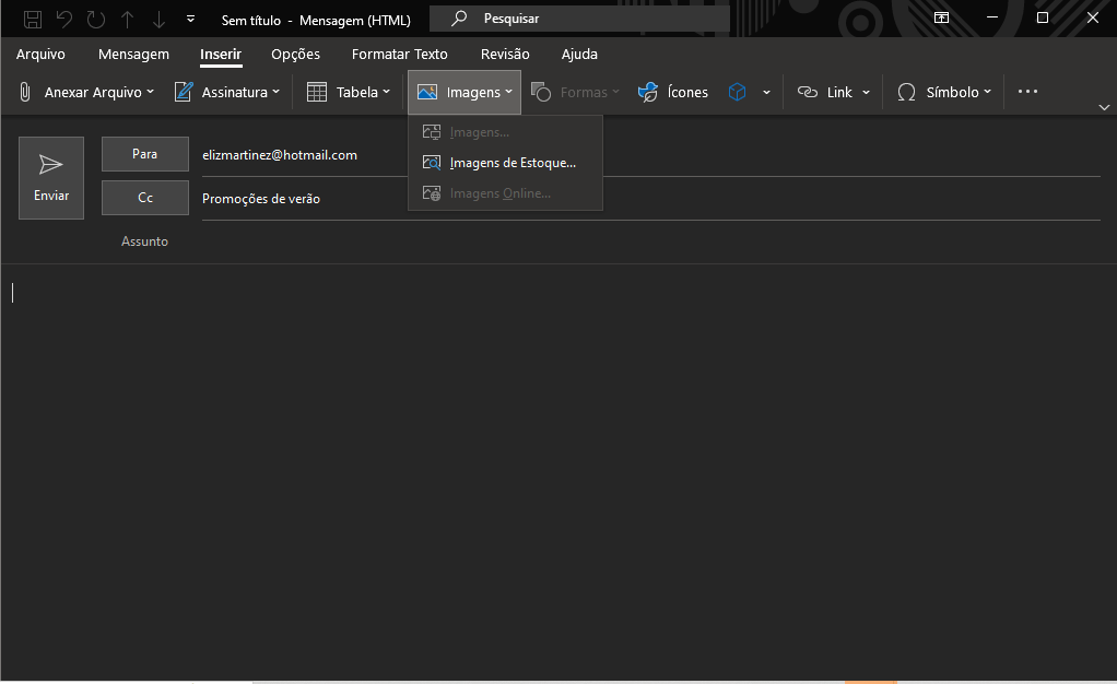 tela mostrando como inserir GIF no email