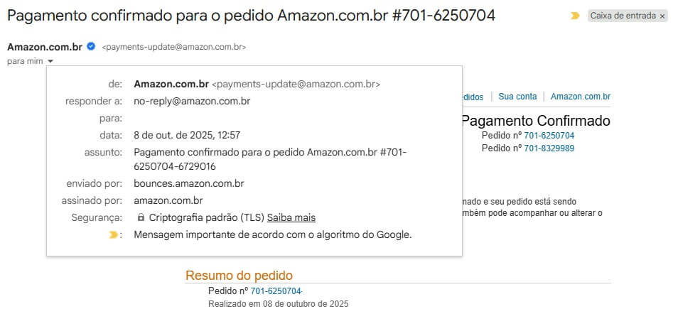 Captura de tela mostrando parte de um e-mail da Uber. Entre as informações da mensagem, vê-se que tentar respondê-la enviará um e-mail para no-reply@replies.uber.com.