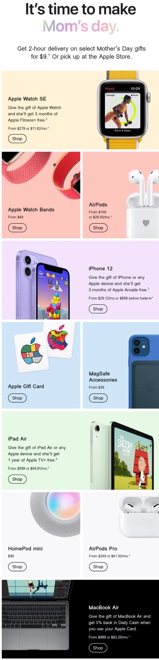 Mom’s day newsletter by Apple