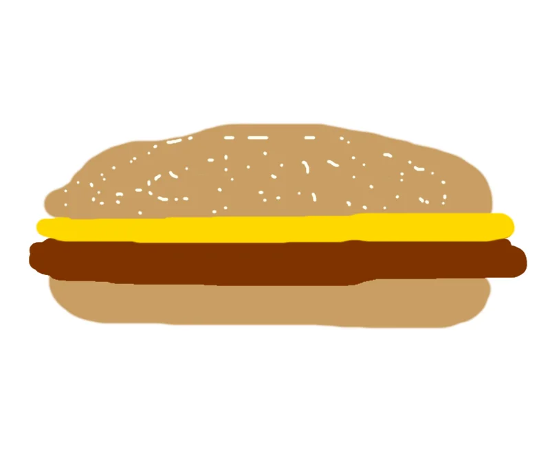 A schematic illustration of a cheeseburger