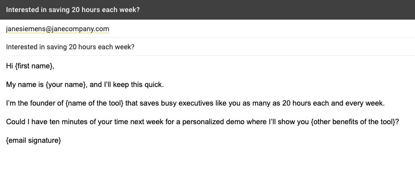 Cold Email Template Example