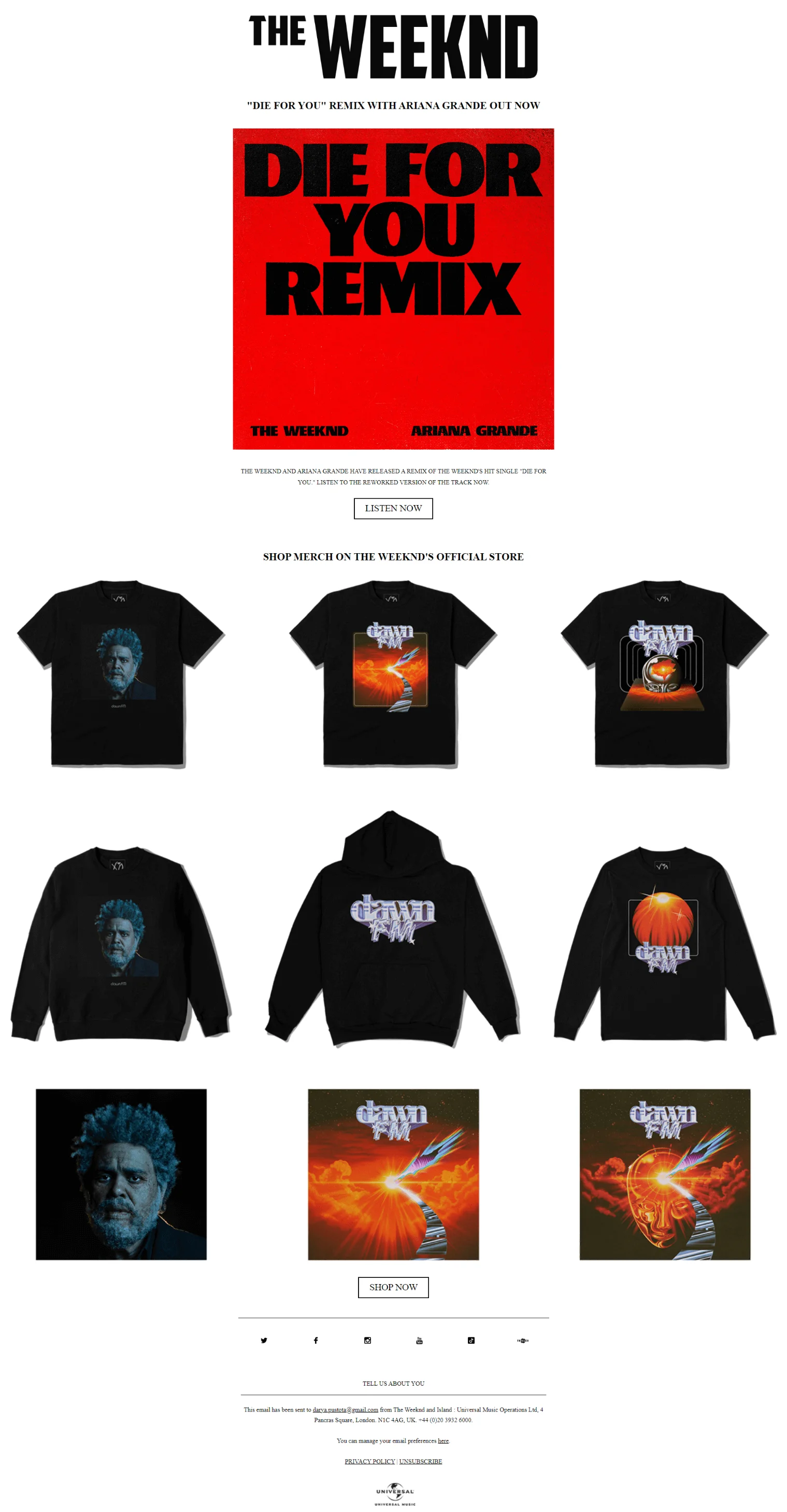 Newsletter from The Weeknd