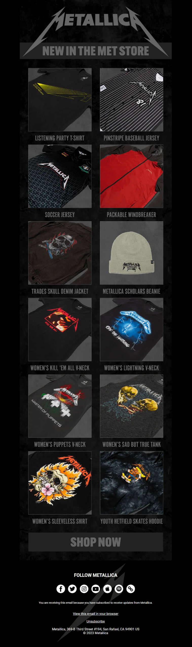 Newsletter from Metallica