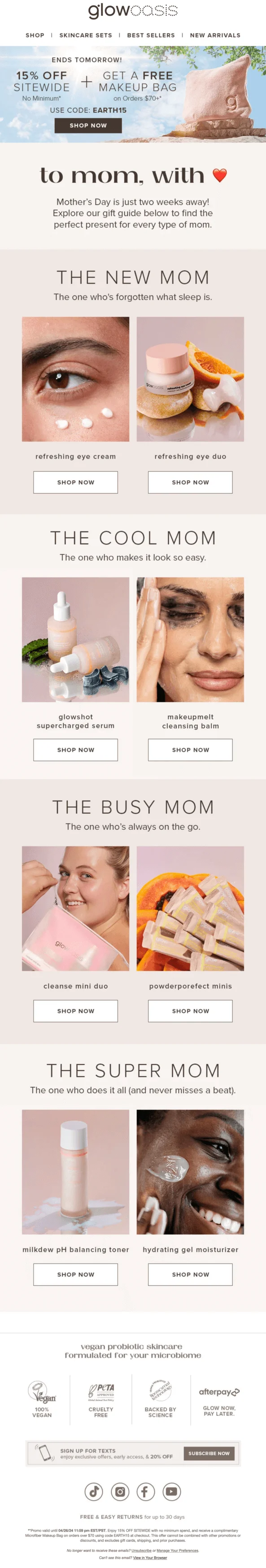 An email with the tagline “to mom, with “heart emoji”