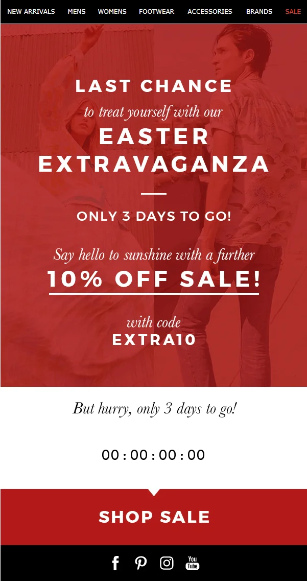 An Easter email with the tagline Last chance to treat yourself with our Easter extravaganza