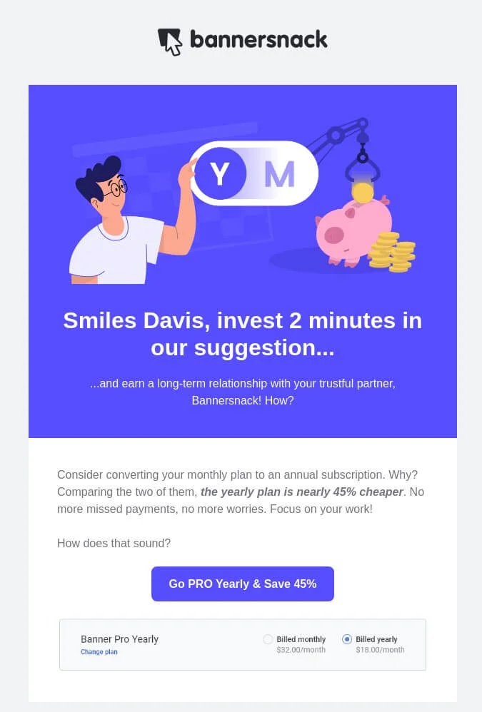 Bannersnack upsell emails