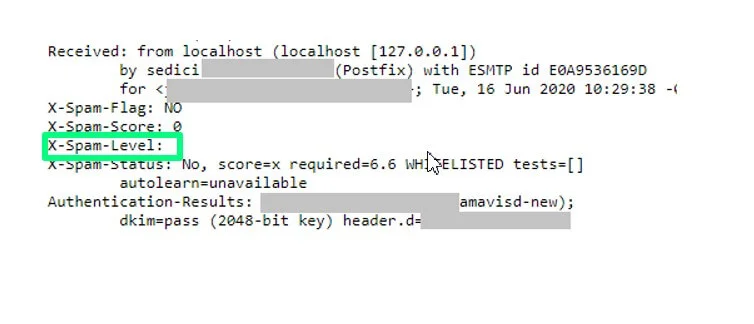 The X-Spam-Level line in email header