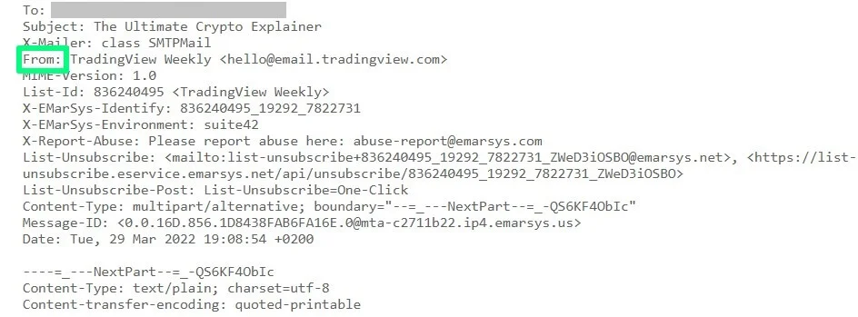 The From line in email header
