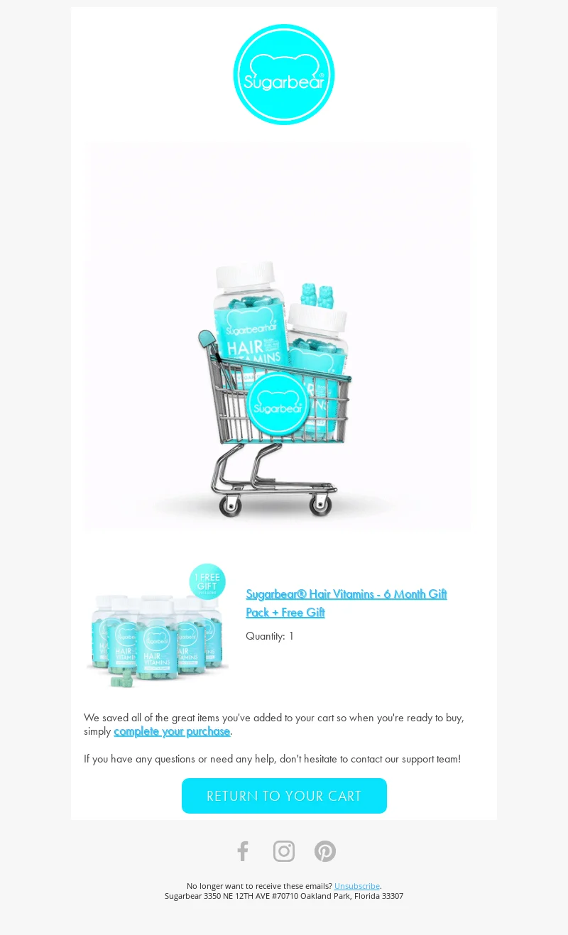 An email with white CTA text against a cyan background