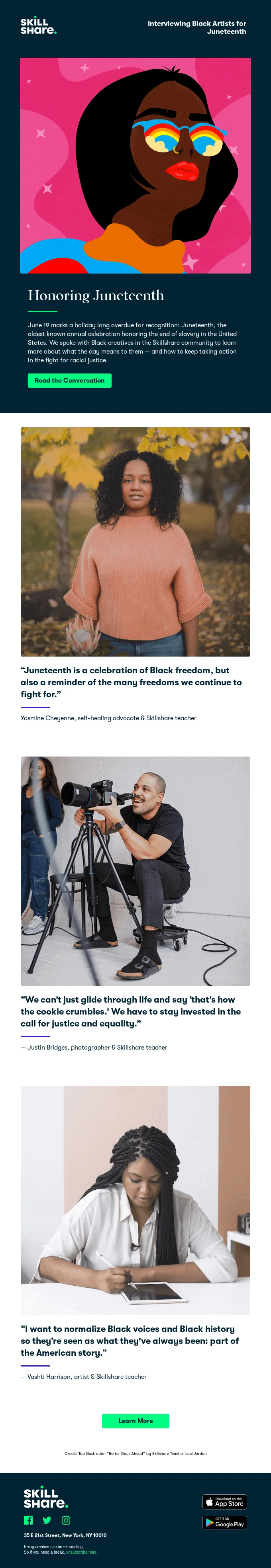 Skillshare Juneteenth email